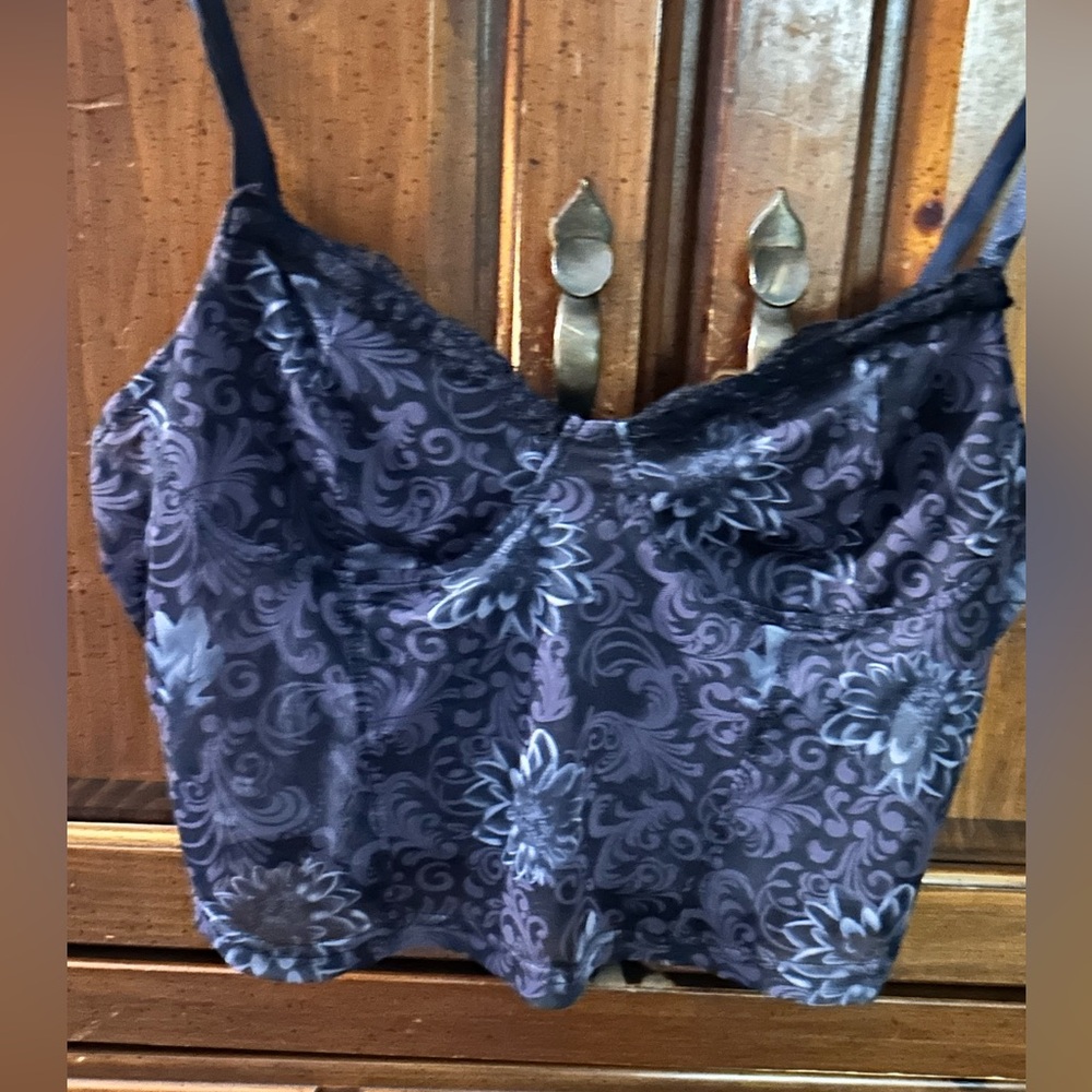 See through crop top with flower design